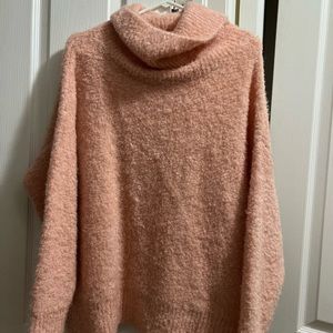 Oversized pink cowl neck sweater